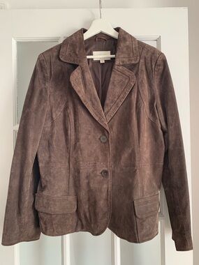 Cherokee Brown Genuine Suede Two-Button Blazer